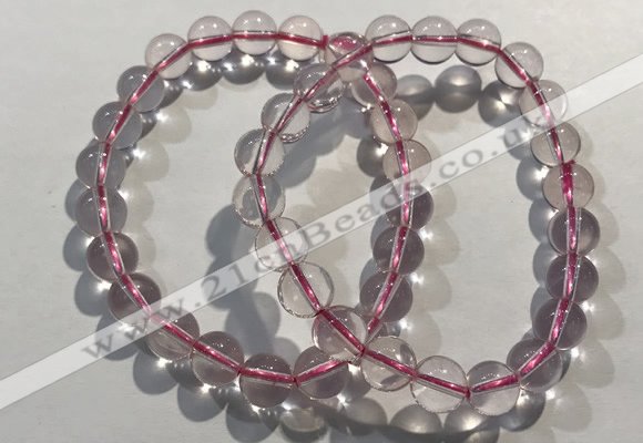 CGB4000 7.5 inches 8mm round rose quartz beaded bracelets