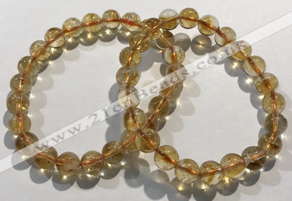 CGB4023 7.5 inches 8mm round citrine beaded bracelets wholesale