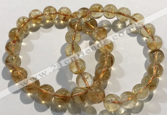 CGB4025 7.5 inches 10mm round citrine beaded bracelets wholesale