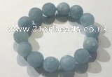 CGB4040 7.5 inches 14mm faceted round aquamarine beaded bracelets