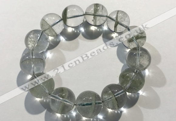 CGB4050 7.5 inches 18mm round green phantom quartz beaded bracelets