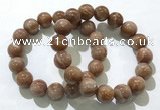 CGB4068 7.5 inches 13mm round sunstone beaded bracelets