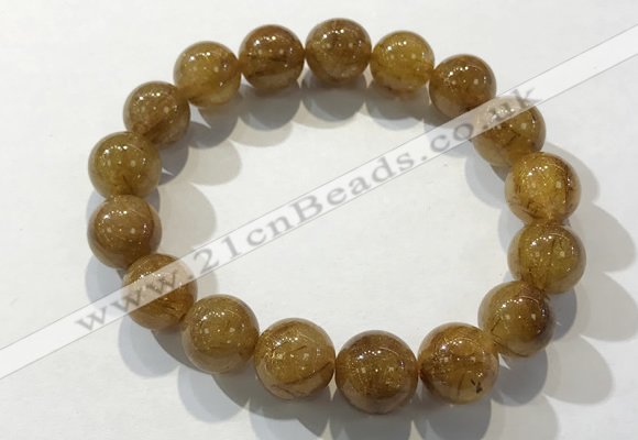 CGB4085 7.5 inches 12mm round golden rutilated quartz beaded bracelets