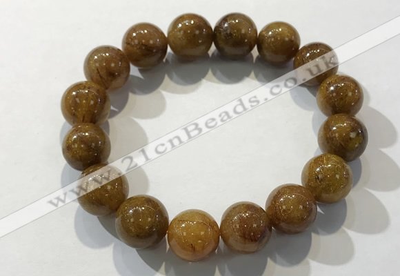 CGB4087 7.5 inches 14mm round golden rutilated quartz beaded bracelets