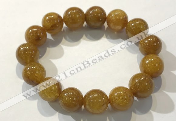 CGB4088 7.5 inches 15mm round golden rutilated quartz beaded bracelets