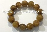 CGB4089 7.5 inches 16mm round golden rutilated quartz beaded bracelets