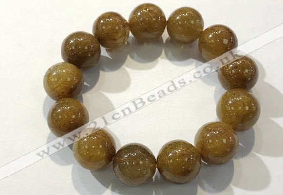 CGB4089 7.5 inches 16mm round golden rutilated quartz beaded bracelets