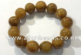 CGB4090 7.5 inches 18mm round golden rutilated quartz beaded bracelets