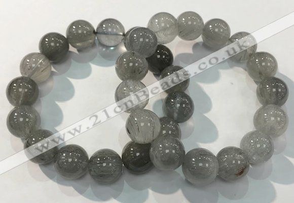 CGB4107 7.5 inches 14mm round rutilated quartz beaded bracelets