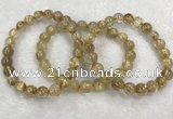 CGB4115 7.5 inches 8mm - 9mm round golden rutilated quartz beaded bracelets