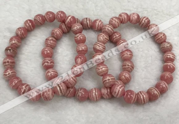 CGB4123 7.5 inches 8.5mm - 9mm round rhodochrosite beaded bracelets