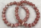 CGB4129 7.5 inches 8.5mm - 9mm round rhodochrosite beaded bracelets