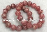 CGB4130 7.5 inches 13.5mm - 14mm round rhodochrosite beaded bracelets