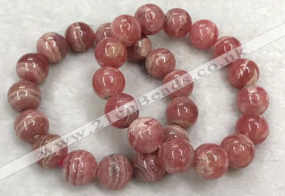 CGB4130 7.5 inches 13.5mm - 14mm round rhodochrosite beaded bracelets