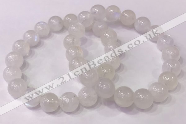 CGB4507 7.5 inches 10mm - 11mm round white moonstone beaded bracelets