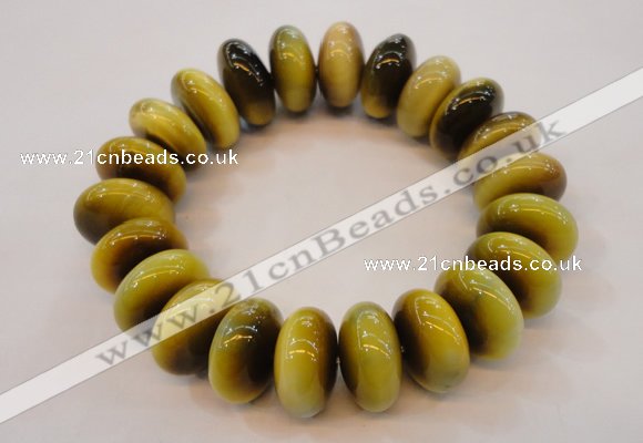 CGB451 8.5 inches 10*19mm rondelle yellow tiger eye gemstone bracelet wholesale