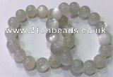 CGB4519 7.5 inches 14mm round white moonstone beaded bracelets
