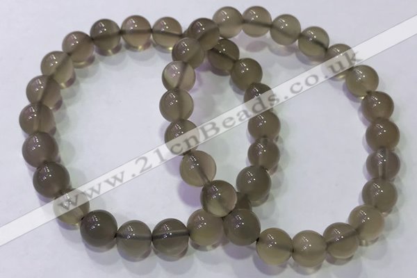 CGB4521 7.5 inches 8mm round grey moonstone beaded bracelets