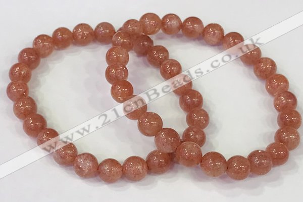 CGB4533 7.5 inches 8mm round golden sunstone beaded bracelets