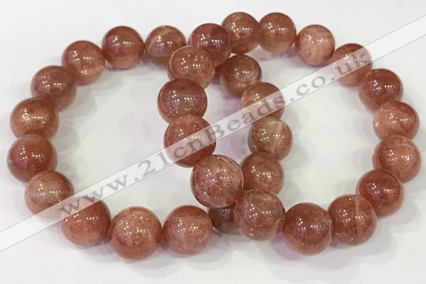 CGB4536 7.5 inches 14mm round golden sunstone beaded bracelets