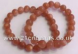 CGB4539 7.5 inches 9mm round golden sunstone beaded bracelets