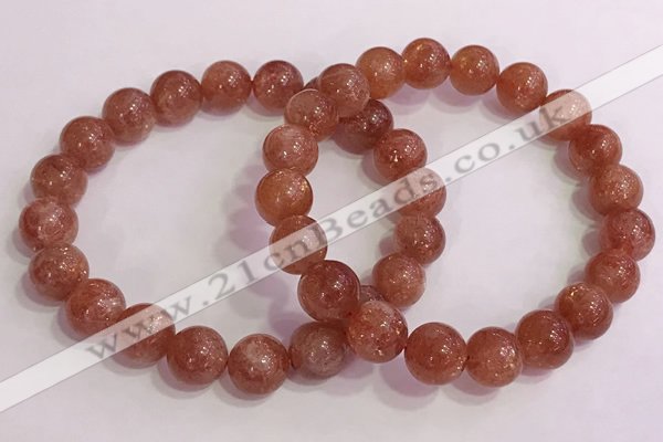 CGB4544 7.5 inches 10mm round golden sunstone beaded bracelets