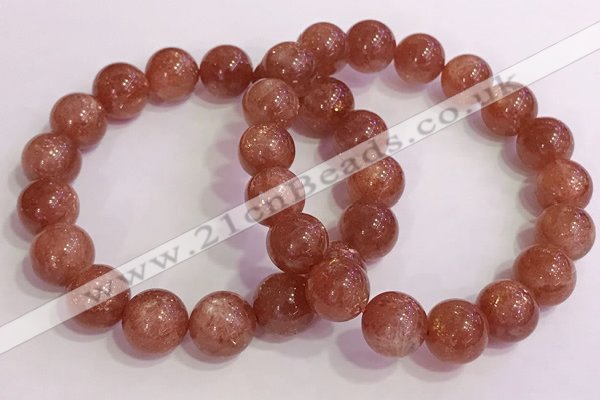 CGB4545 7.5 inches 12mm round golden sunstone beaded bracelets