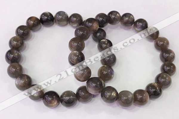 CGB4554 7.5 inches 11mm - 12mm round black sunstone beaded bracelets