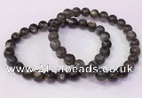 CGB4556 7.5 inches 7mm - 8mm round black sunstone beaded bracelets