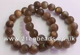 CGB4566 7.5 inches 12mm round golden sunstone beaded bracelets