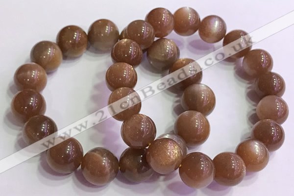 CGB4567 7.5 inches 14mm round golden sunstone beaded bracelets