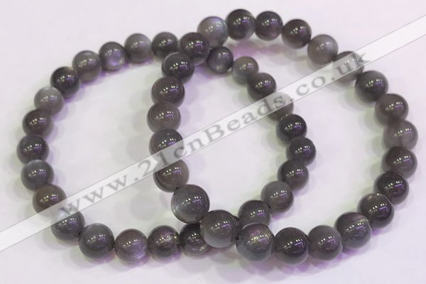 CGB4581 7.5 inches 7mm - 8mm round black sunstone beaded bracelets