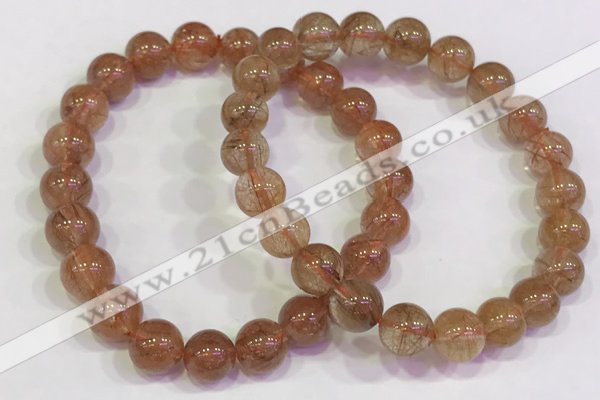 CGB4613 8mm - 9mm round golden rutilated quartz beaded bracelets