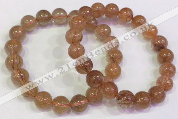 CGB4614 10mm - 11mm round golden rutilated quartz beaded bracelets