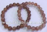 CGB4629 8mm - 9mm round red rutilated quartz beaded bracelets