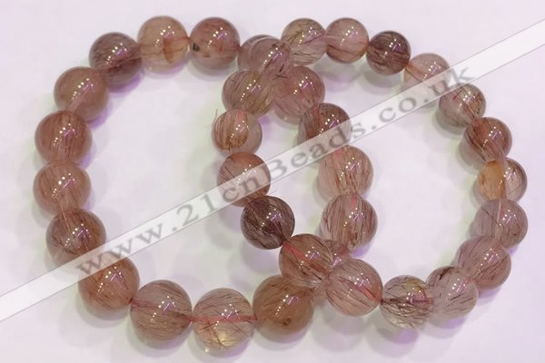 CGB4631 11mm - 12mm round red rutilated quartz beaded bracelets