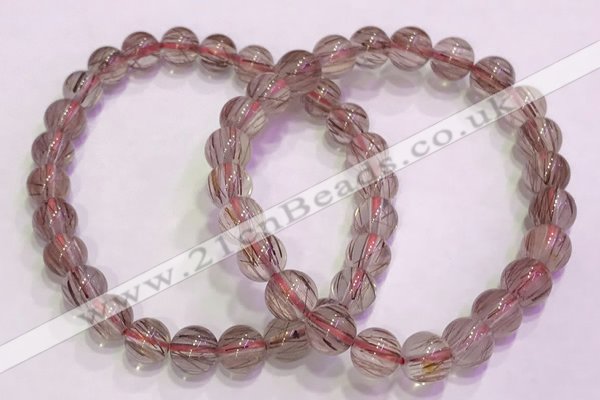 CGB4637 7mm - 8mm round red rutilated quartz beaded bracelets