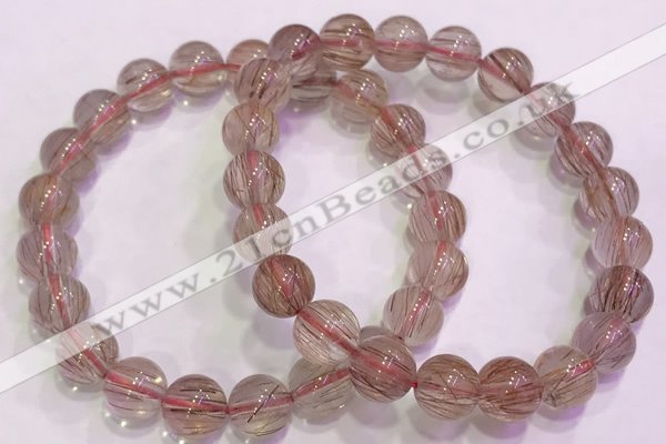 CGB4638 9mm round red rutilated quartz beaded bracelets