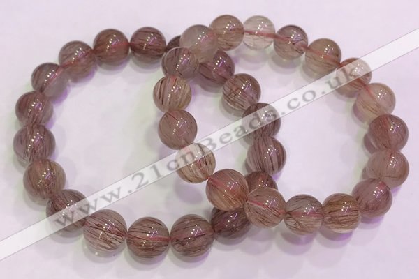 CGB4639 12mm round red rutilated quartz beaded bracelets