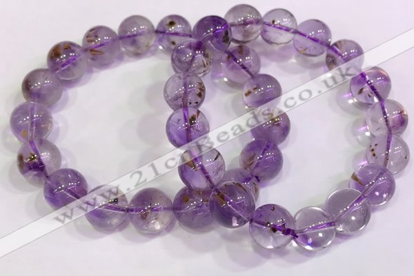 CGB4663 12mm - 13mm round purple phantom quartz beaded bracelets