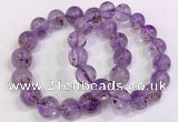 CGB4664 14mm - 15mm round purple phantom quartz beaded bracelets