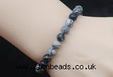 CGB5044 6mm, 8mm round black water jasper beads stretchy bracelets