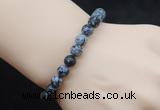 CGB5059 6mm, 8mm round snowflake obsidian beads stretchy bracelets