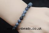 CGB5059 6mm, 8mm round snowflake obsidian beads stretchy bracelets