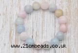 CGB5314 10mm, 12mm round morganite beads stretchy bracelets