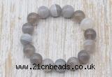 CGB5332 10mm, 12mm round grey banded agate beads stretchy bracelets