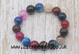 CGB5340 10mm, 12mm round colorful banded agate beads stretchy bracelets