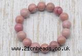 CGB5371 10mm, 12mm round pink wooden jasper beads stretchy bracelets