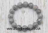 CGB5374 10mm, 12mm round grey picture jasper beads stretchy bracelets