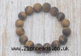 CGB5508 10mm, 12mm round matte yellow tiger eye beads stretchy bracelets